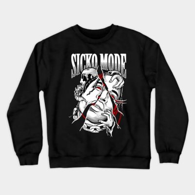 Sicko Mode B And W Crewneck Sweatshirt Official Travis Scott Merch
