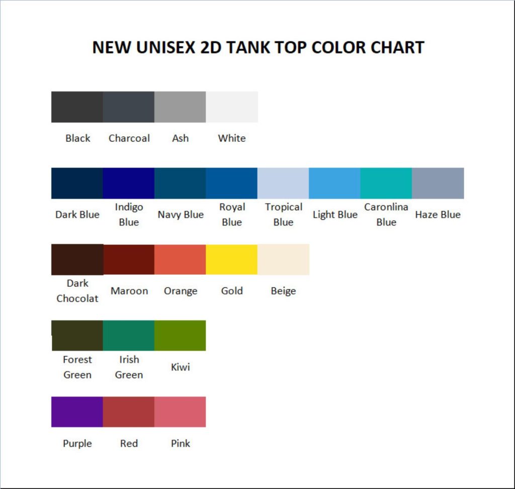 tank top color chart - Travis Scott Merch